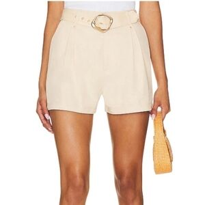 PAIGE High Waist Beige Belted Shorts Size 8